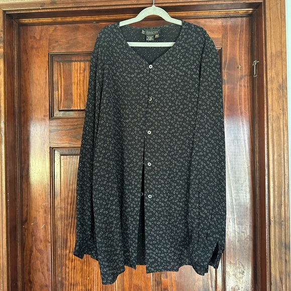 Esqualo Black Floral Silk Shirt - Picture 1 of 4